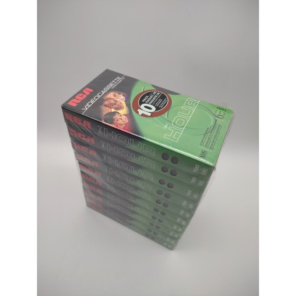New 10 Pack RCA Blank 6 Hour VHS Videocassette Tapes T120, READ Plastic Tear